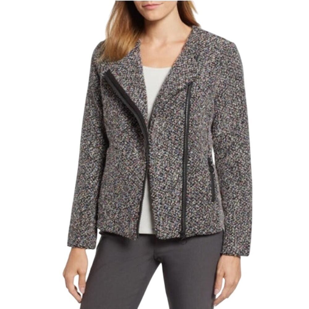 New Nic + Zoe Confetti Cotton Blend Boucl Jacket Sz S / Classic Moto Casual